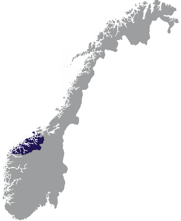 Landkaart Noorwegen grijs met provincie Møre og Romsdal donkerblauw op transparante achtergrond - 600 * 733 pixels